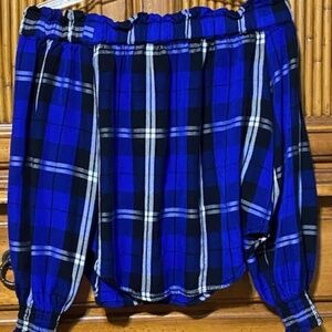 Sanctuary off the shoulder plaid top
